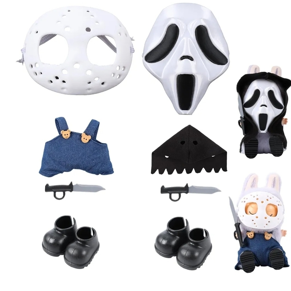 Labubu Horror Mask and Doll Costume Set